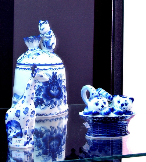 Exhibition-fair of traditional Russian art from porcelain “Gzhel”